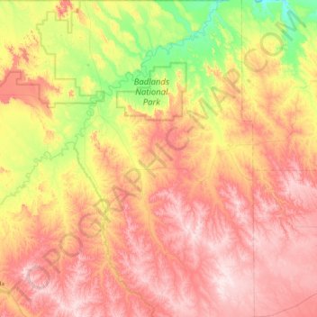 Porcupine District topographic map, elevation, terrain