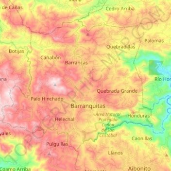 Barranquitas topographic map, elevation, terrain