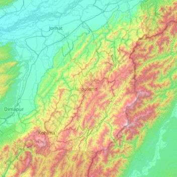 Nagaland topographic map, elevation, terrain