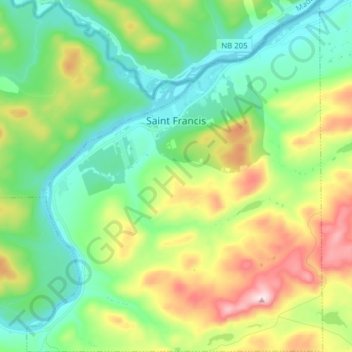 Saint Francis topographic map, elevation, terrain