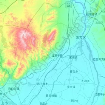 惠农区 topographic map, elevation, terrain