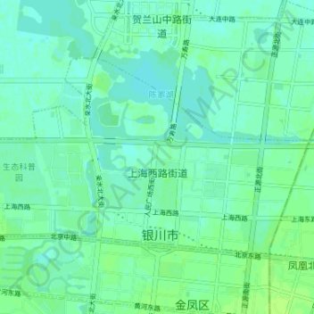 上海西路街道 topographic map, elevation, terrain