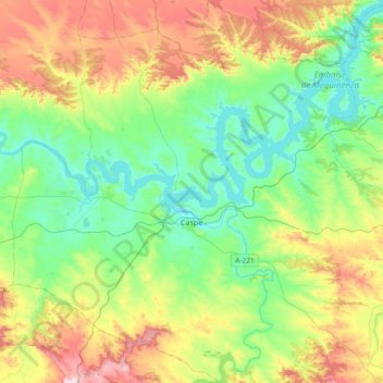 Caspe topographic map, elevation, terrain