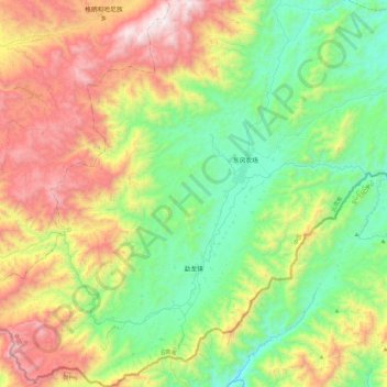 勐龙镇 topographic map, elevation, terrain