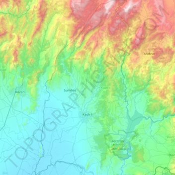 Kadirli topographic map, elevation, terrain