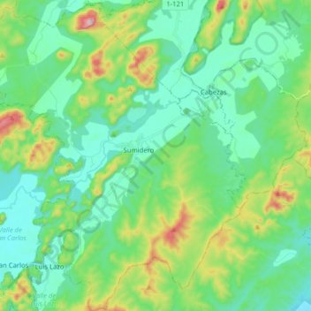 Sumidero topographic map, elevation, terrain