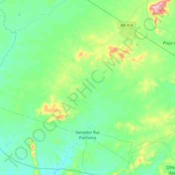 Senador Rui Palmeira topographic map, elevation, terrain