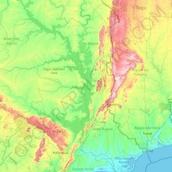 La Volta topographic map, elevation, terrain