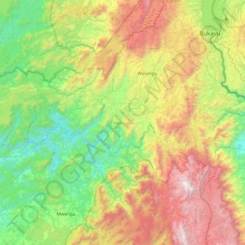 Walungu topographic map, elevation, terrain