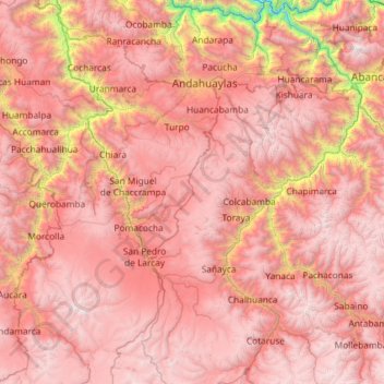 Province of Andahuaylas topographic map, elevation, terrain