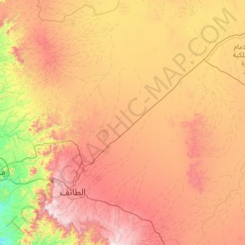 Al Taif topographic map, elevation, terrain