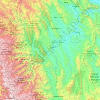 Huicungo topographic map, elevation, terrain