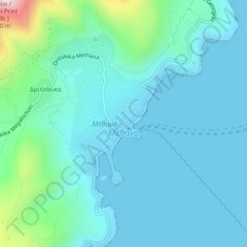 Methana topographic map, elevation, terrain