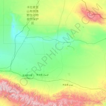 奇台县 topographic map, elevation, terrain