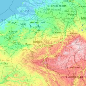 Belgium topographic map, elevation, terrain