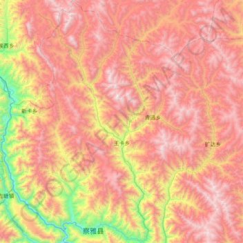 王卡乡 topographic map, elevation, terrain