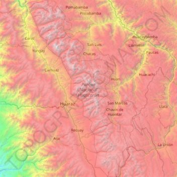 Parc National de Huascarán topographic map, elevation, terrain