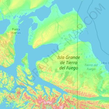 Provincia de Tierra del Fuego topographic map, elevation, terrain