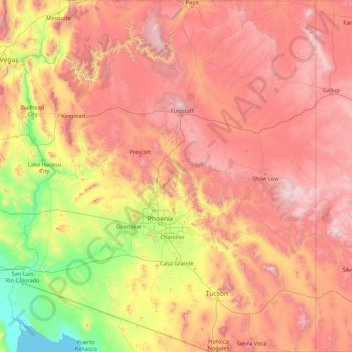 Arizona topographic map, elevation, terrain