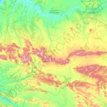 Montes de Toledo topographic map, elevation, terrain