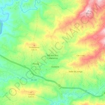 Várzea dos Cavaleiros topographic map, elevation, terrain