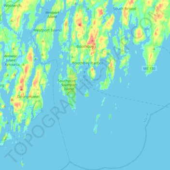 Boothbay topographic map, elevation, terrain