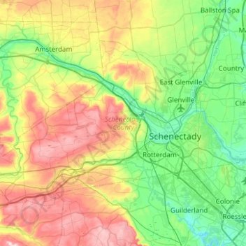 Schenectady County topographic map, elevation, terrain