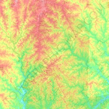 Jasper County topographic map, elevation, terrain