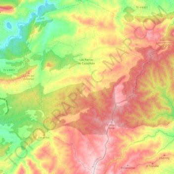 Las Parras de Castellote topographic map, elevation, terrain