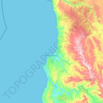 Pichilemu topographic map, elevation, terrain