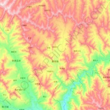 襄南镇 topographic map, elevation, terrain
