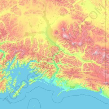 Copper River topographic map, elevation, terrain