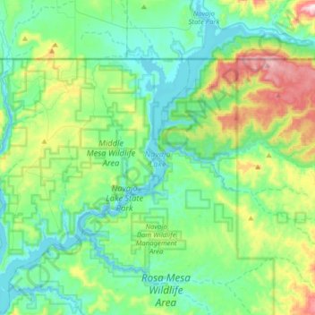 Navajo Lake topographic map, elevation, terrain
