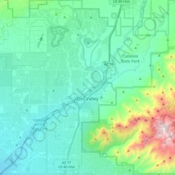 Oro Valley topographic map, elevation, terrain