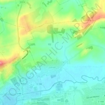 Jolivet topographic map, elevation, terrain