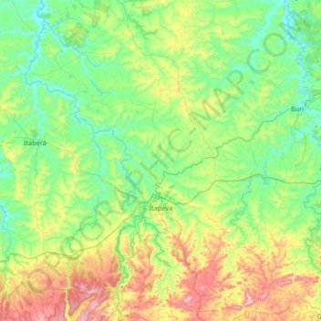 Itapeva topographic map, elevation, terrain