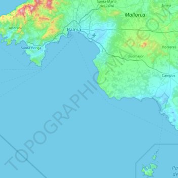 Palma topographic map, elevation, terrain