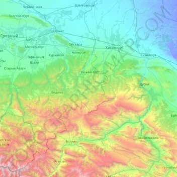 Akhvakhsky District topographic map, elevation, terrain