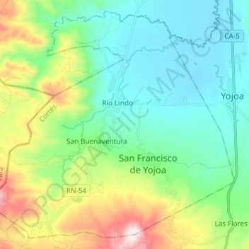 San Francisco de Yojoa topographic map, elevation, terrain