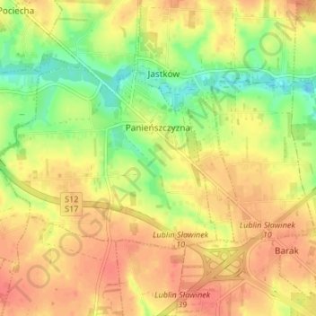 Panieńszczyzna topographic map, elevation, terrain