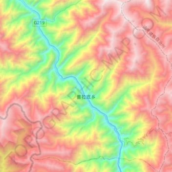 普拉底乡 topographic map, elevation, terrain
