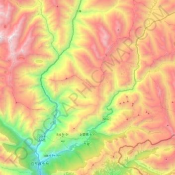 上亚东乡 topographic map, elevation, terrain
