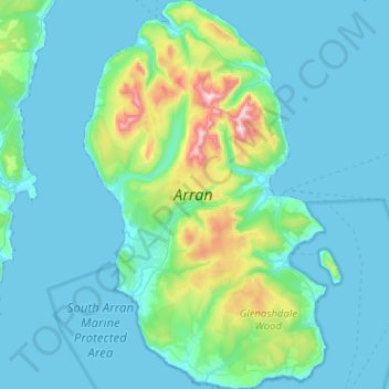 North Ayrshire topographic map, elevation, terrain