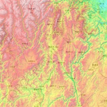 凉山彝族自治州 ꆃꎭꆈꌠꊨꏦꏱꅉꍏ topographic map, elevation, terrain