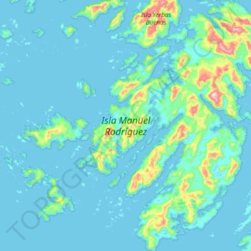 Isla Manuel Rodríguez topographic map, elevation, terrain