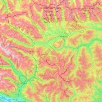 Biosphärenpark Salzburger Lungau und Kärntner Nockberge topographic map, elevation, terrain