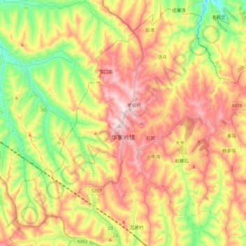 华家岭镇 topographic map, elevation, terrain