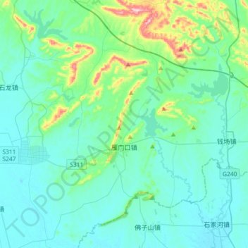 雁门口 topographic map, elevation, terrain