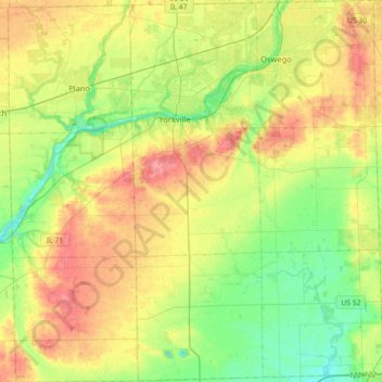 Kendall County topographic map, elevation, terrain