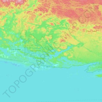 Blind River topographic map, elevation, terrain